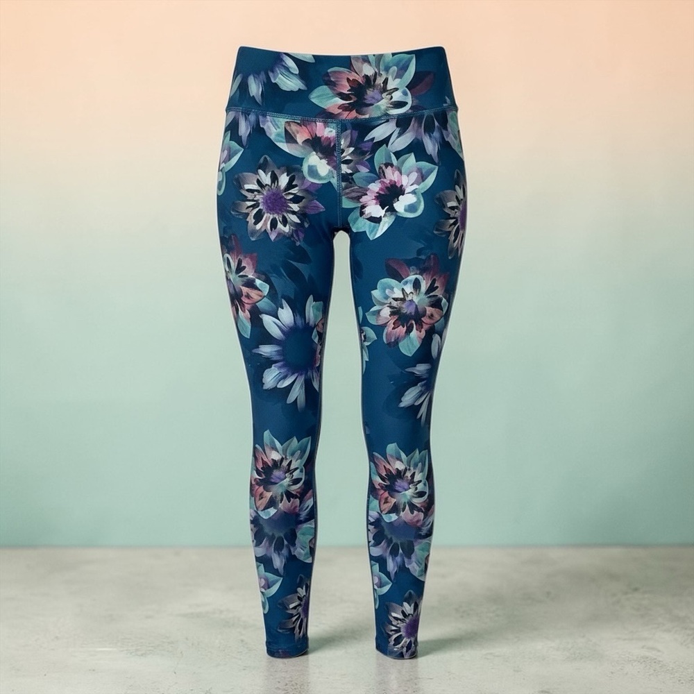 Live Love Dream Teal Floral Stretch Leggings